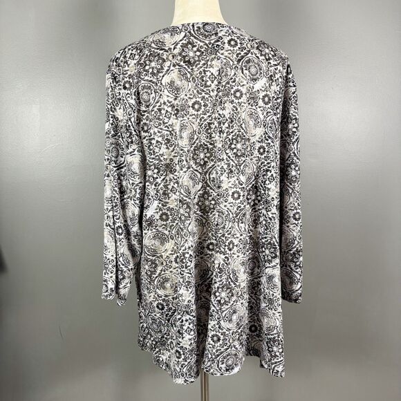 Catherines Top 3x Layered Soft Geometric Boho Artsy Coastal Relaxed Lightweight - Picture 2 of 7